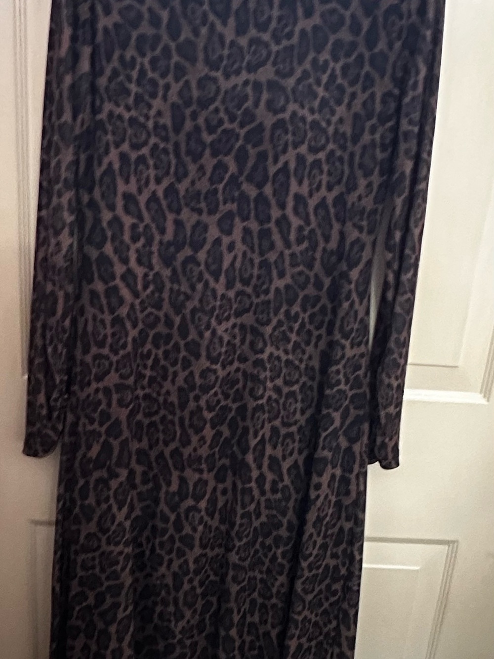 Rachel Zoe Long Sleeve Leopard Print Dress in Brown and Black
